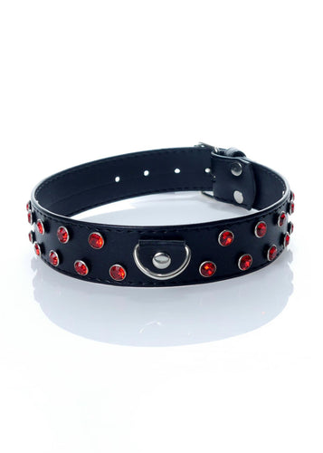 Boysoftoys - 33-00122 - Fetish Collar Red with stones - 3 cm width - Red line adjustable - easy to hang - with product tag /barcode