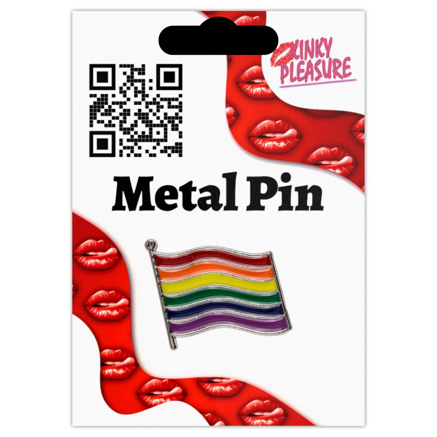 Kinky Pleasure - KPB041 - Badge / Pin - Heart - Flag - Model 01 - Silver