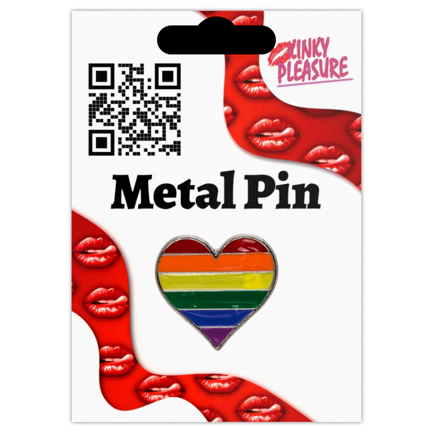 Kinky Pleasure - KPB040 - Badge / Pin - Heart - Model 01 - Silver
