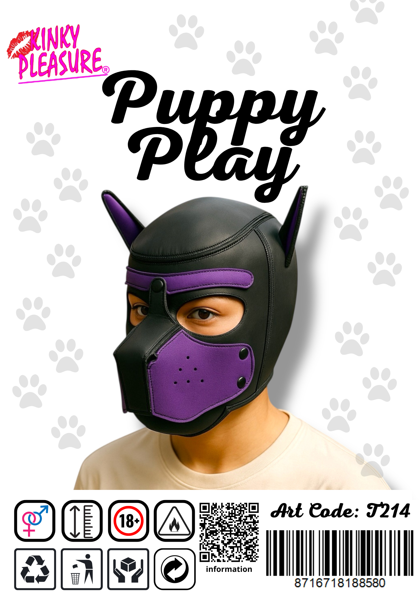 Kinky Pleasure - T214 - BDSM - Dog Mask - Purple