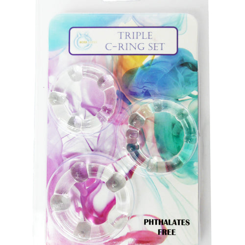 Boysoftoys - 44-00014 - Cockring set - Cockring 3 Pack - Beaded Cockring set - - Crystal - Set