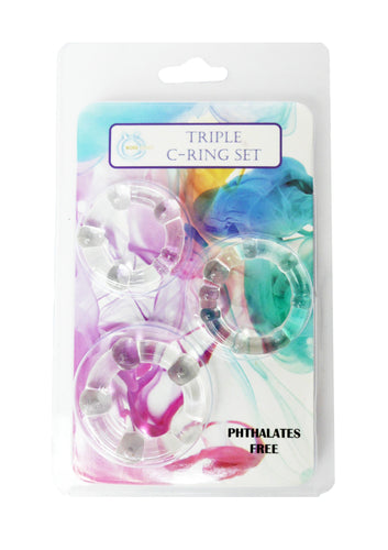 Bossoftoys - 44-00014 - Cockring set - Cockring 3 Pack - Beaded Cockring set - - Crystal - Set