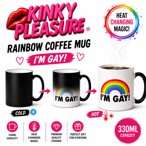 Kinky Pleasure - T290 - Rainbow Heat Changing Coffee Mug – I’m Gay! – 330 ml