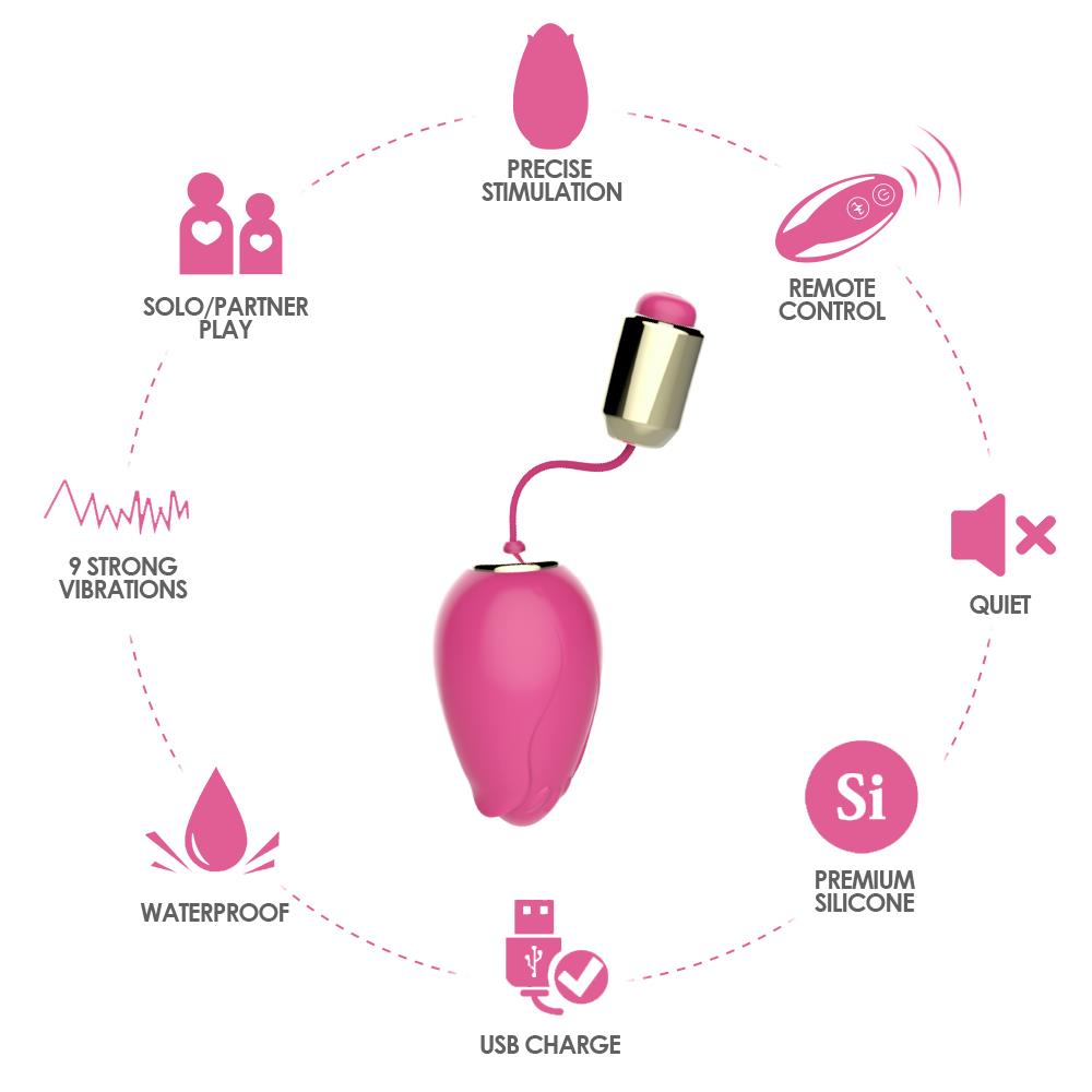 Bossoftoys - 52-00002 - Remoted controll egg - 9 Function USB - Mandala Pink