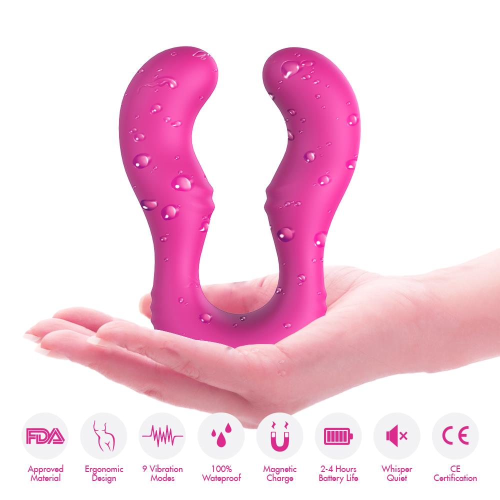 Boysoftoys - 52-00011 - Lesbian couple vibrator - Seraph pink - 100% waterproof - 9 vibration modes - USB rechargeable