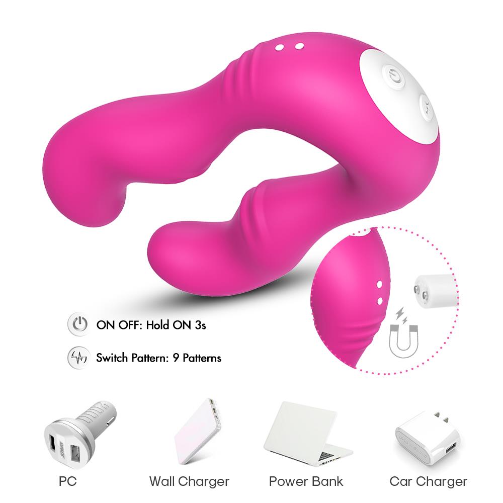 Bossoftoys - 52-00011 - Lesbian couple vibrator - Seraph pink - 100% waterproof - 9 vibration modes - USB rechargeable