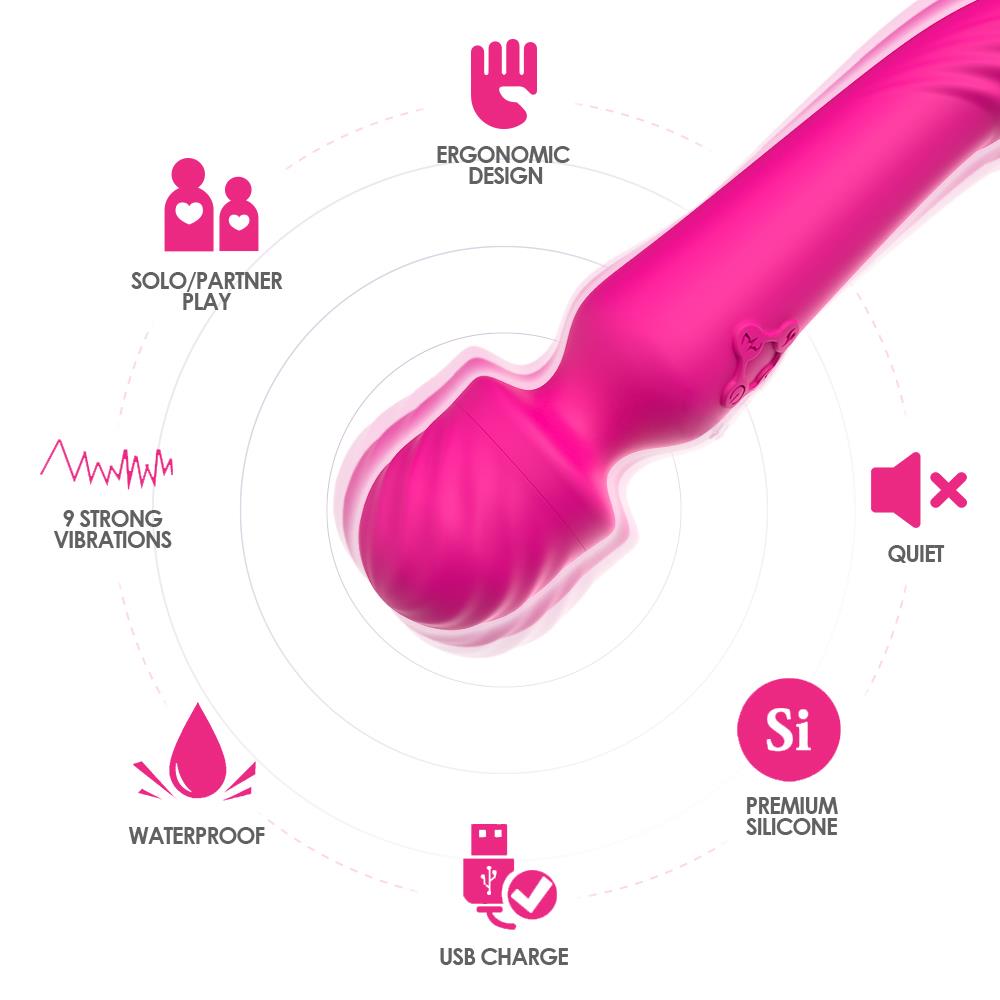 Bossoftoys - 52-00024 - Mission pink - Silicone Massager Pink USB - 9 Vibration mode - Mini wand