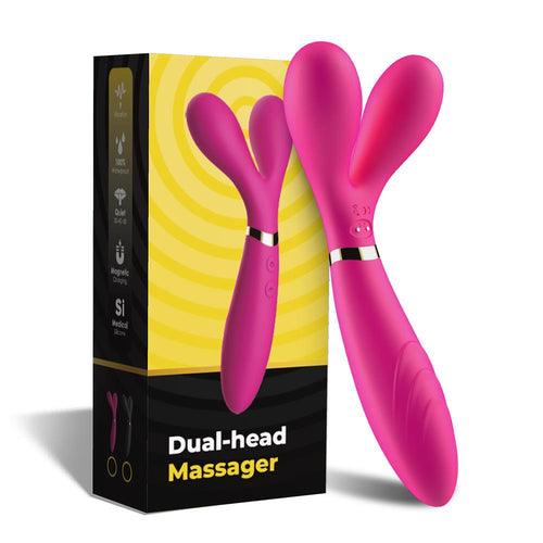 Boysoftoys - Y-Wand pink - dual head vibrator - Fun for two - G-spot - 52-00026-1 - USB rechargeable - 100% waterproof - 9 vibration modes