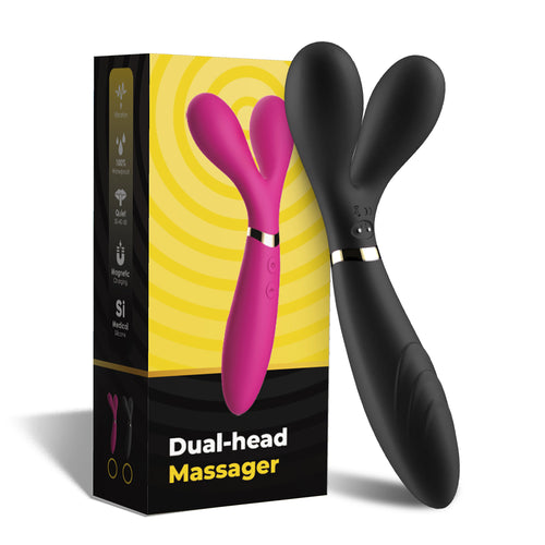 Boysoftoys - Y-Wand Black - dual head vibrator - Fun for two - G-spot - 52-00026 - USB rechargeable - 9 vibration modes