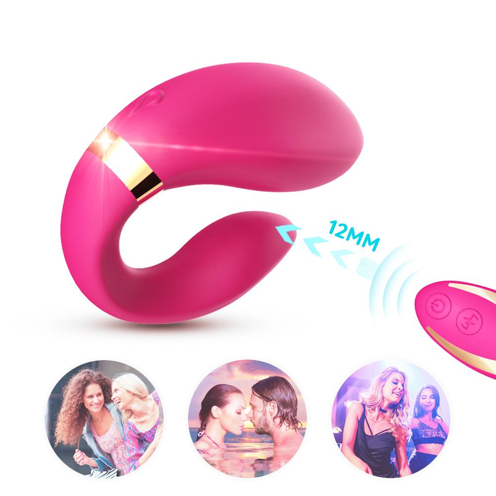Bossoftoys - 52-00030 - Lesbian couple vibrator - Crescent light pink - 100% waterproof - 9 vibration modes - USB rechargeable