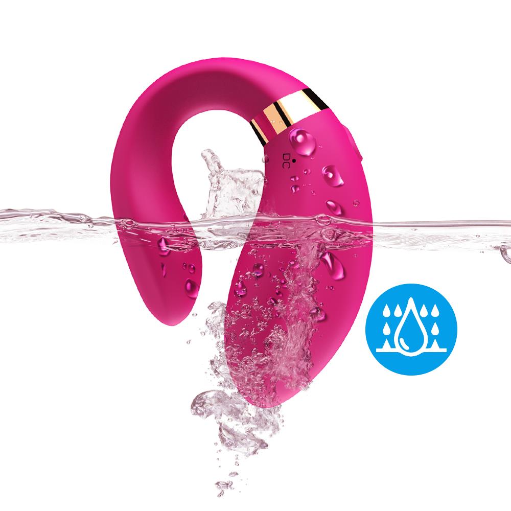Bossoftoys - 52-00030 - Lesbian couple vibrator - Crescent light pink - 100% waterproof - 9 vibration modes - USB rechargeable