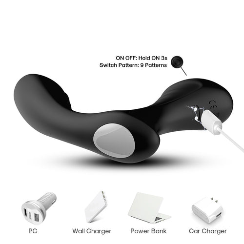 Boysoftoys - Storm black - 52-00043 - Silicone Massager - Prostate Massager - 9 vibration modes - Black