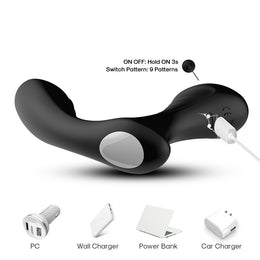 Boysoftoys - Storm black - 52-00043 - Silicone Massager - Prostate Massager - 9 vibration modes - Black