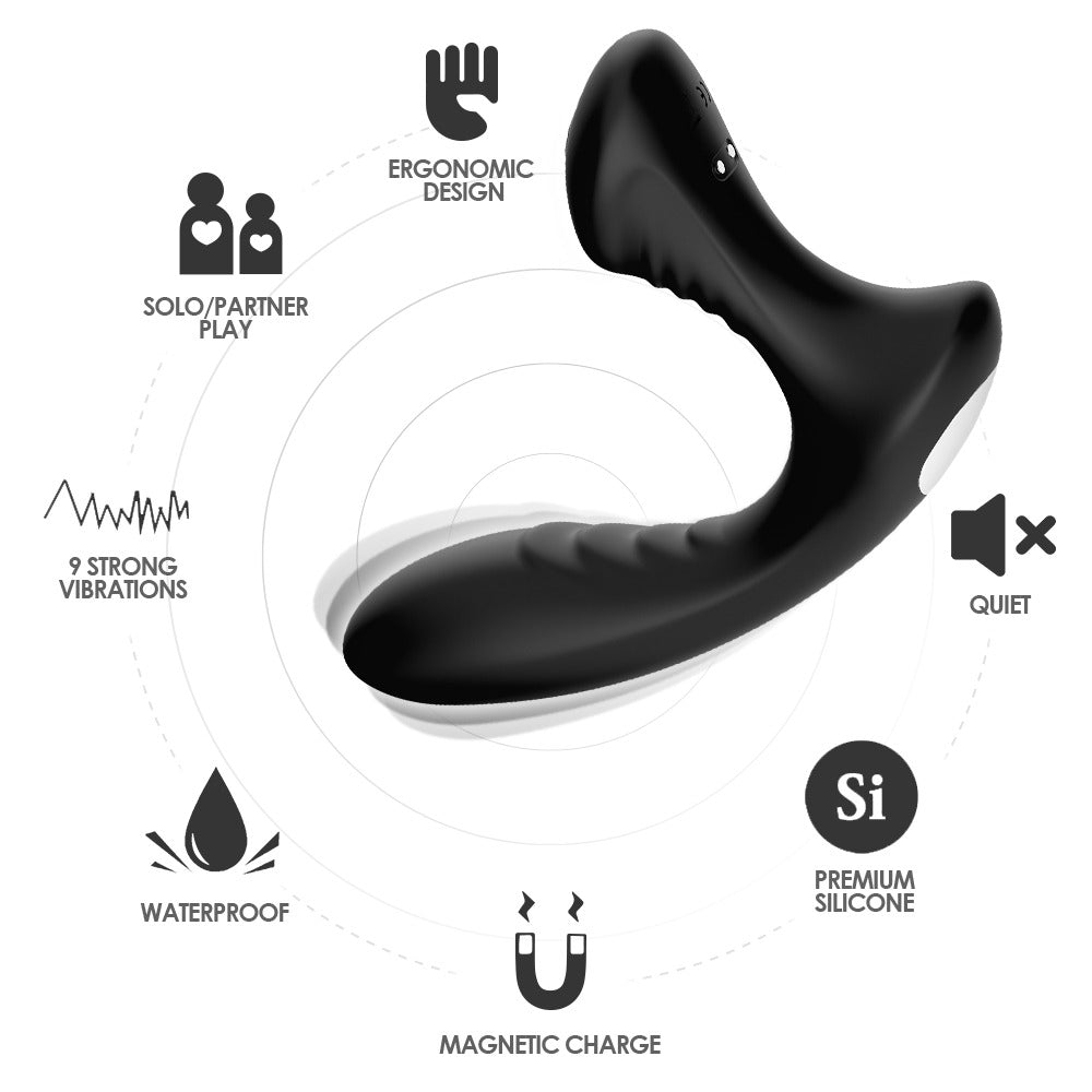 Bossoftoys - Storm black - 52-00043 - Silicone Massager - Prostate Massager - 9 vibration modes - Black