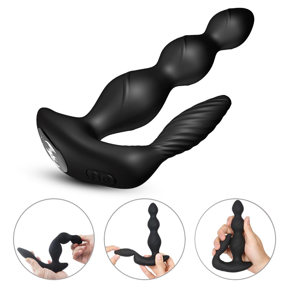 Bossoftoys - Maxfun black - 52-00045 - Silicone Massager - Remote control - Prostate Massager - 7 vibration modes - 4 rotation functions - Black