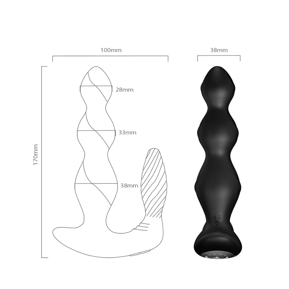 Bossoftoys - Maxfun black - 52-00045 - Silicone Massager - Remote control - Prostate Massager - 7 vibration modes - 4 rotation functions - Black