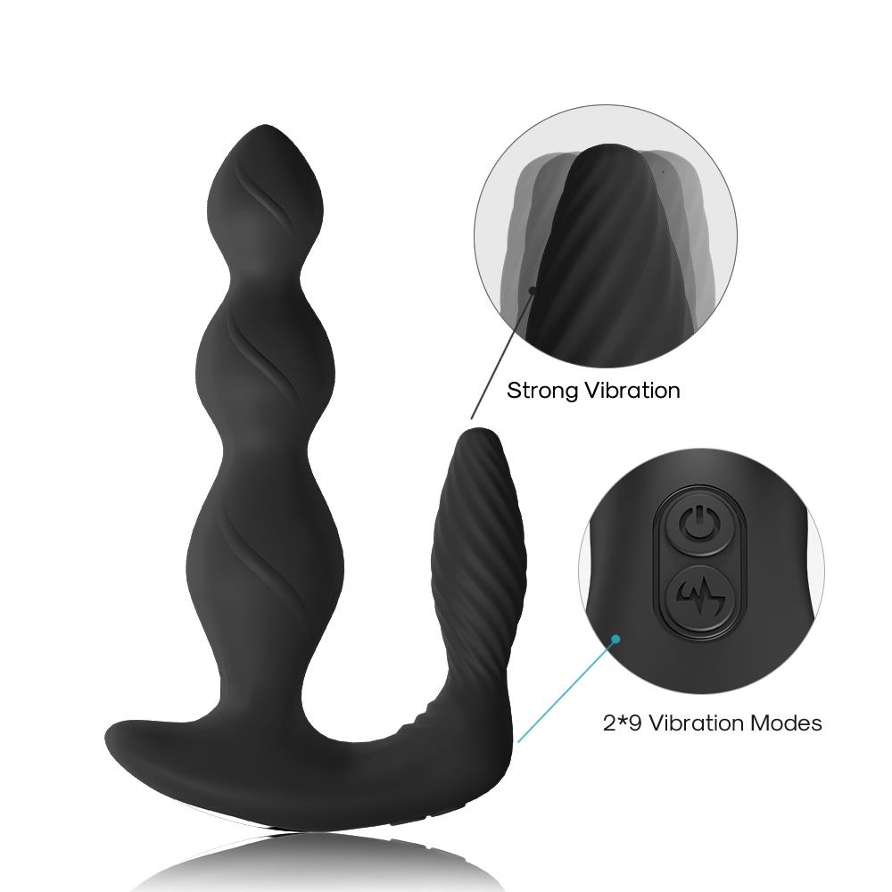 Bossoftoys - Maxfun black - 52-00045 - Silicone Massager - Remote control - Prostate Massager - 7 vibration modes - 4 rotation functions - Black