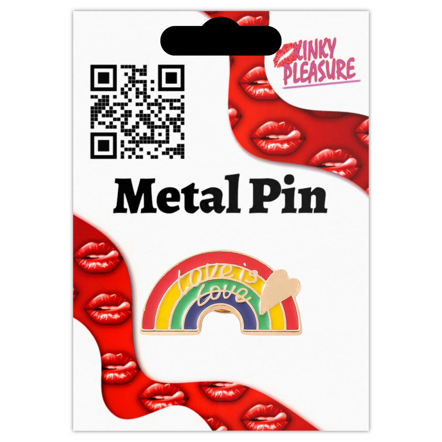 Kinky Pleasure - KPB024 - Badge / Pin - Rainbow Love is Love - Gold