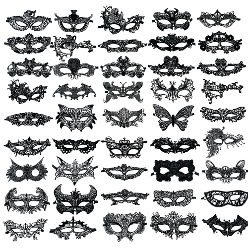 Kinky Pleasure - KPVM01 to KPVM50 - Venetian Mask – 50 Elegant Black Lace-Style Models