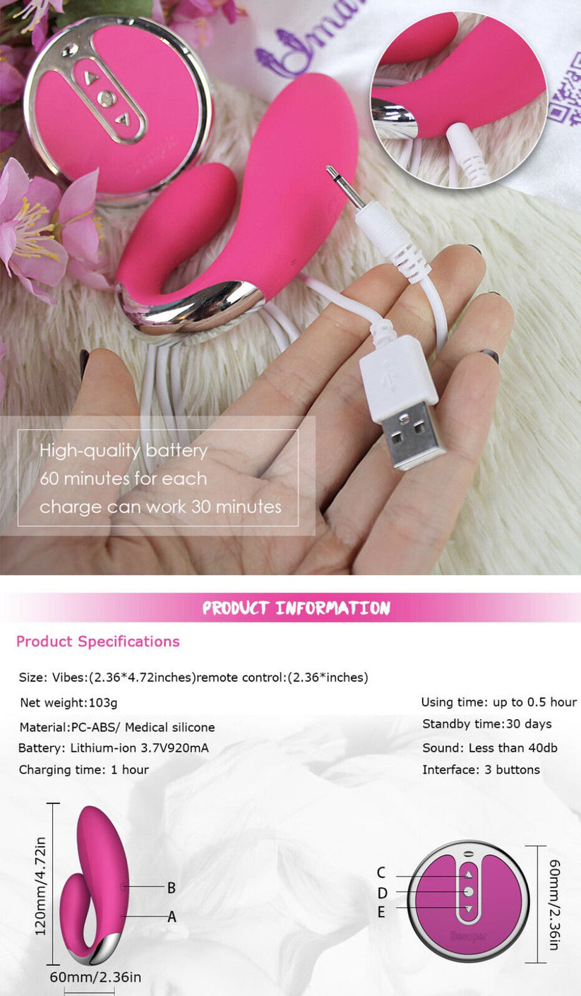 Besuper - Couple Vibrator With Remote Control - Pink Silicone - Usb Rechargeable