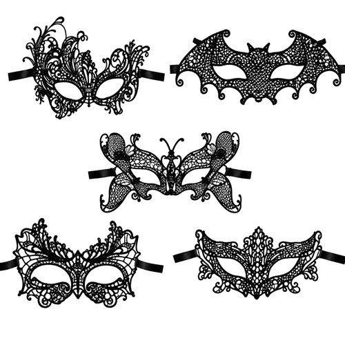 Kinky Pleasure - KPVM21 to KPVM25 - Venetian Mask – 5 Elegant Black Lace-Style Models