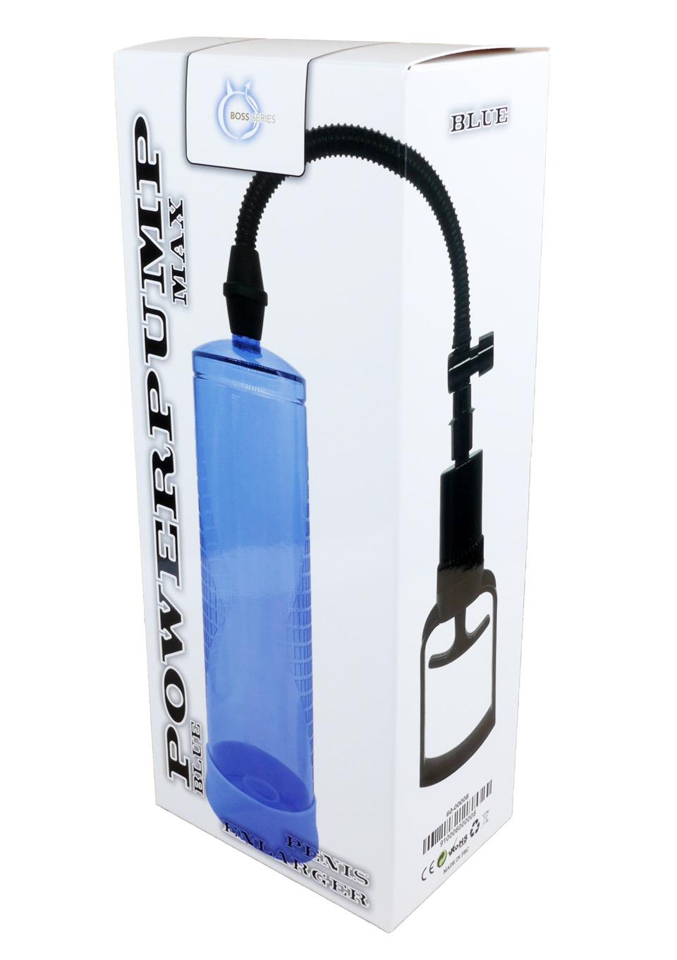 Bossoftoys Power Penis Pump Max Blue - Strong hand grip - Size 22 cm - Dia box 6,9 cm - 60-00008