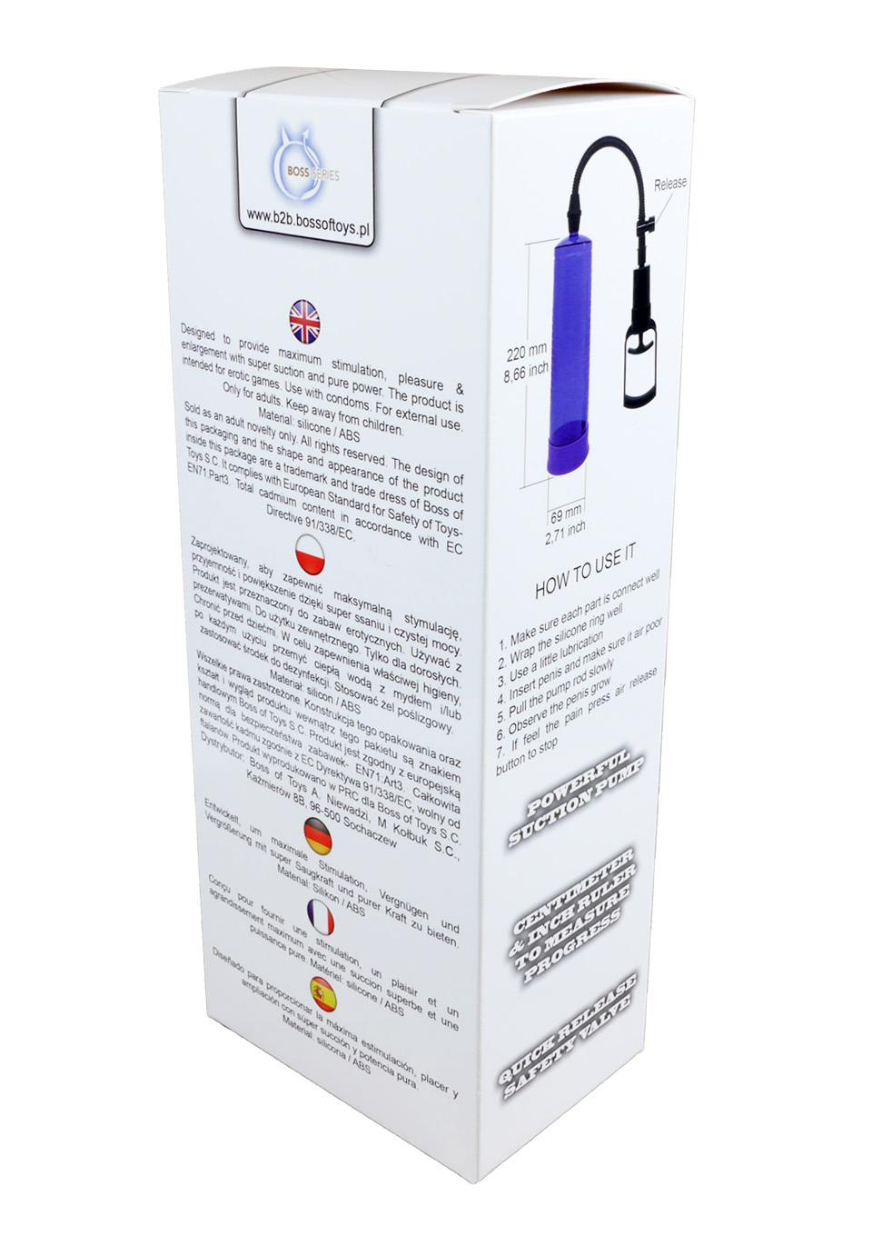 Bossoftoys - 60-00009 - Power Pump Max Purple - Penispump with strong hand grip - size 22 cm - dia box 6,9 cm