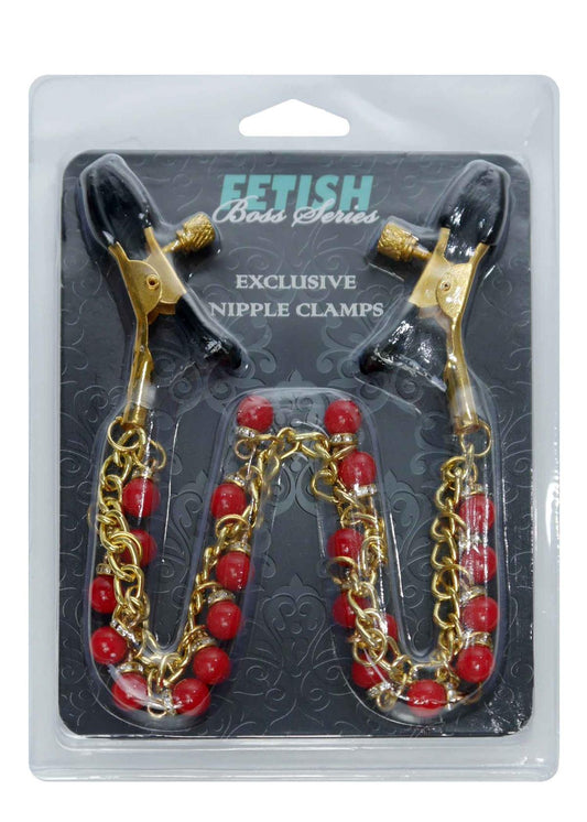 Bossoftoys - 61-00045 - Stimulator- Exclusive Nipple Clamps No. 15 -  gold nipple chain clamps - Strong Blister