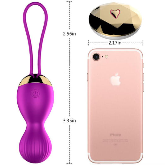 Foxshow - 63-00004 - Remote control  Kegel ball -  1 ball version - 7 Function - Rechargeable - 15 cm - Luxury Giftbox - Purple