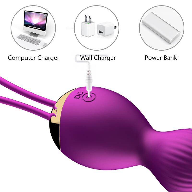 Foxshow - 63-00004 - Remote control  Kegel ball -  1 ball version - 7 Function - Rechargeable - 15 cm - Luxury Giftbox - Purple