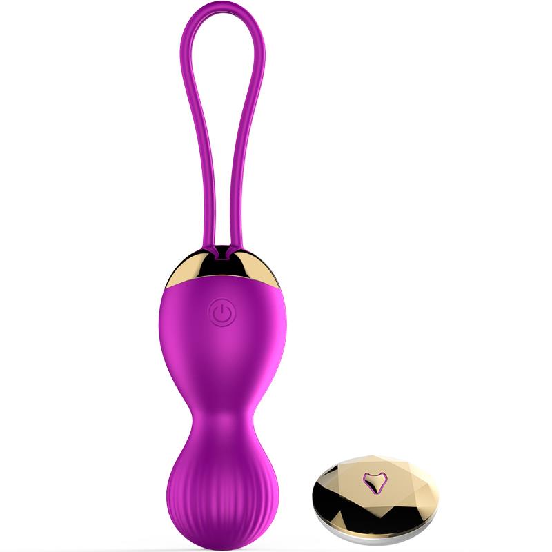 Foxshow - 63-00004 - Remote control  Kegel ball -  1 ball version - 7 Function - Rechargeable - 15 cm - Luxury Giftbox - Purple