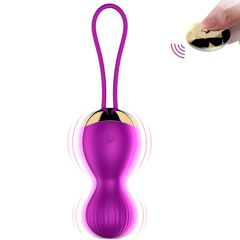 Foxshow - 63-00004 - Remote control  Kegel ball -  1 ball version - 7 Function - Rechargeable - 15 cm - Luxury Giftbox - Purple