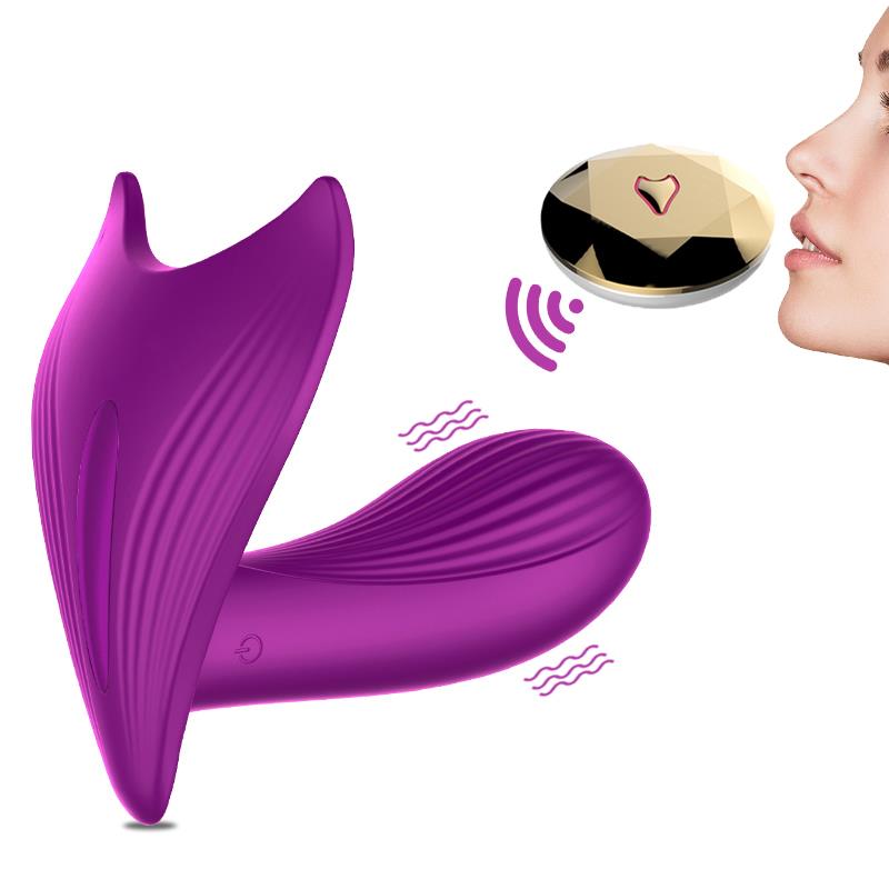 Foxshow - 63-00005 - Remote control  Panty vibrator - Heat function - Voice control function - 10 Function - Rechargeable - 9 cm x 9 cm - Luxury Giftbox - Purple