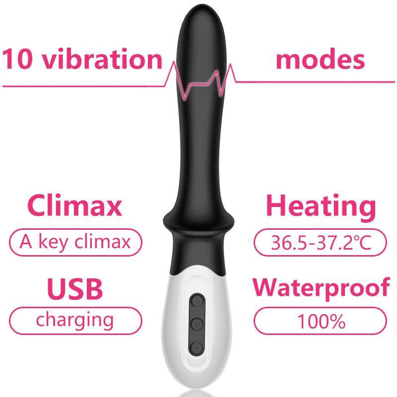 Foxshow - 63-00015 - Design G spot Vibrator - 20 cm - Heat function - 10 Function - Rechargeable  - Luxury Giftbox - Black