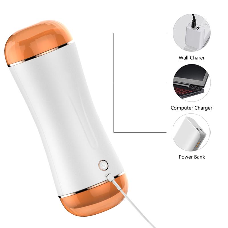 Foxshow - 63-00019 - Double End Masturbator Cup - Big heavy size - Rechargeable - 10 Function - 19,5 cm - Dia outside 7,5 cm - Luxury Giftbox - white