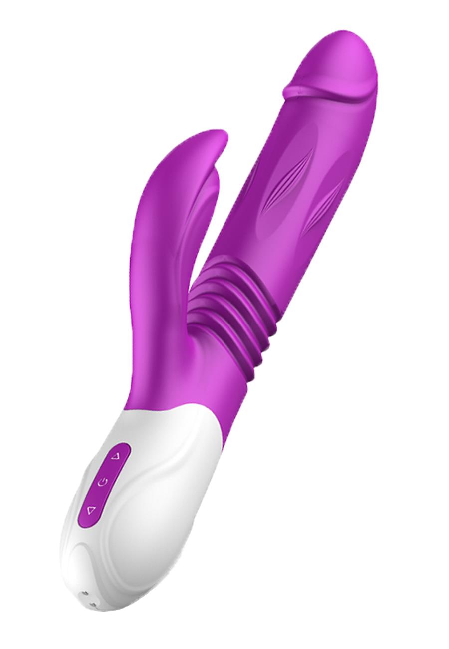 Foxshow - 63-00023 - g spot Vibrator-Silicone Vibrator - USB - 10 Function + Expander and Thrusting Function - Luxury colour box - Purple