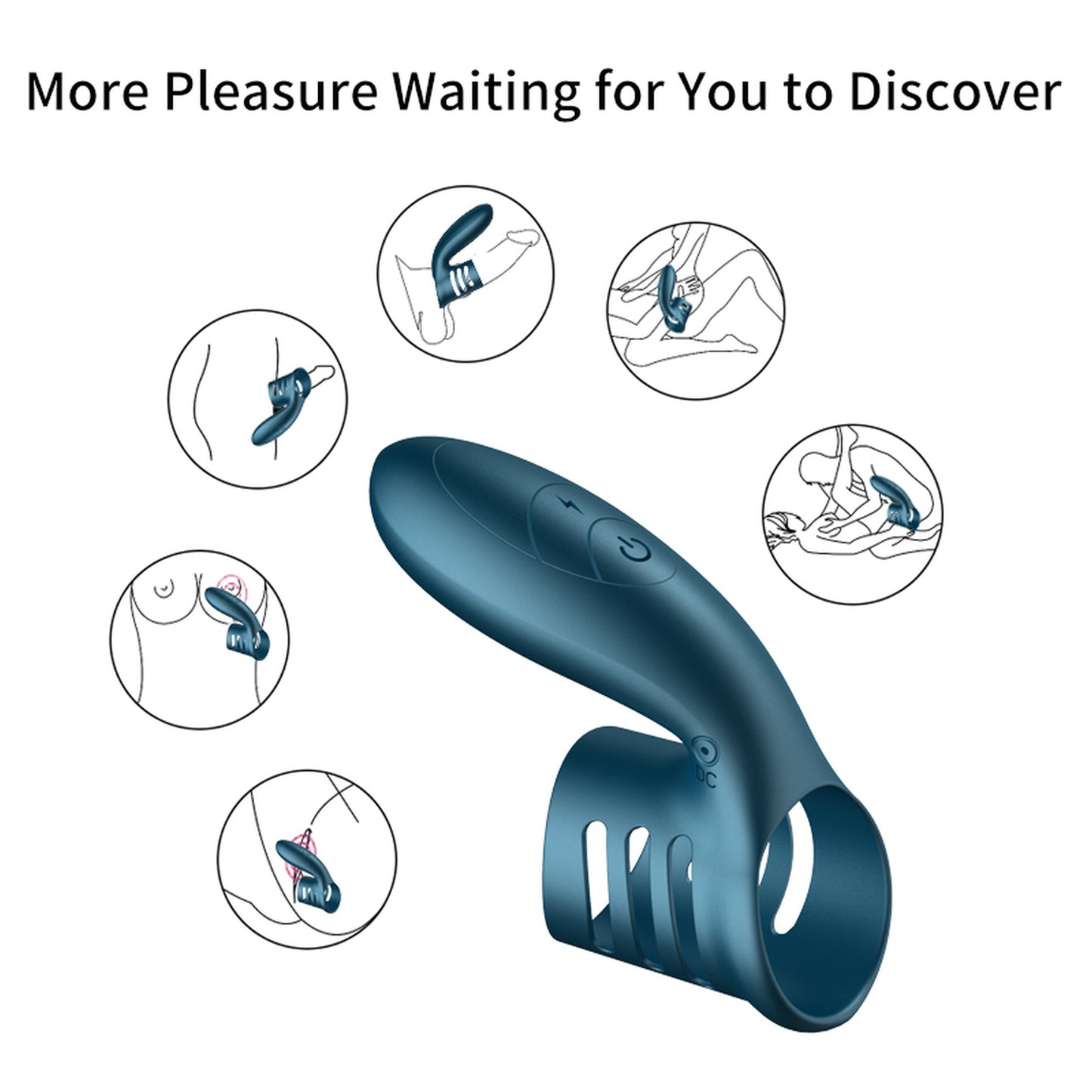 Foxshow - 63-00026 - Vibrating Silicone Cockring Blue - USB - 7 Function