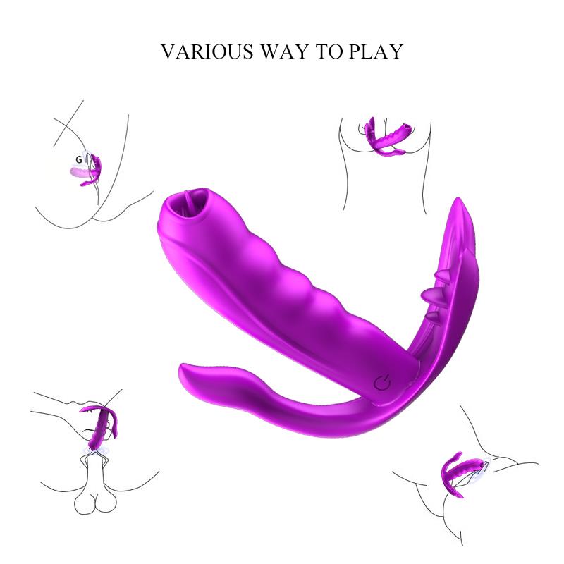Foxshow - 63-00027 - Remote control  Panty vibrator - Heat function - Clit stimulation function - 10 Function - Rechargeable - 10,9 cm x 2,8 cm - Luxury Giftbox - Purple