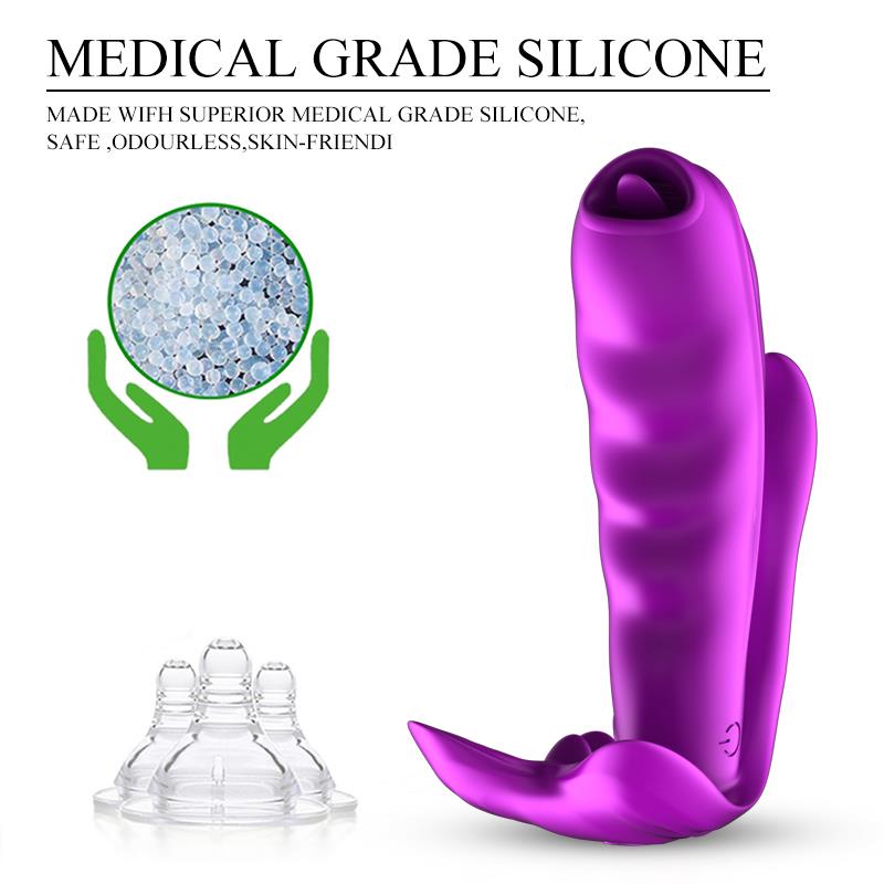 Foxshow - 63-00027 - Remote control  Panty vibrator - Heat function - Clit stimulation function - 10 Function - Rechargeable - 10,9 cm x 2,8 cm - Luxury Giftbox - Purple