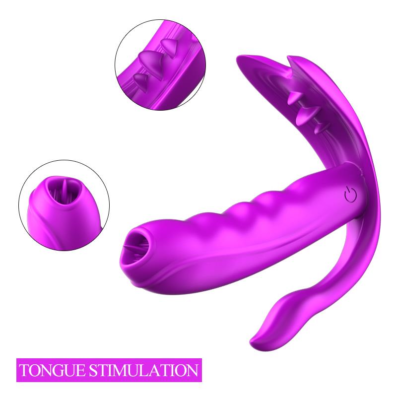 Foxshow - 63-00027 - Remote control  Panty vibrator - Heat function - Clit stimulation function - 10 Function - Rechargeable - 10,9 cm x 2,8 cm - Luxury Giftbox - Purple