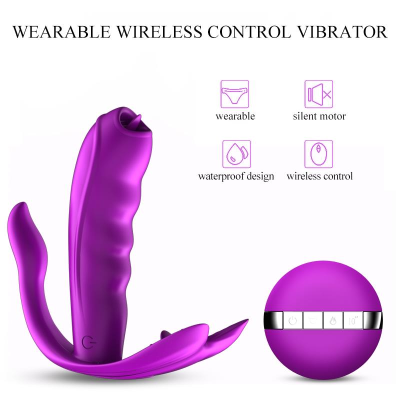 Foxshow - 63-00027 - Remote control  Panty vibrator - Heat function - Clit stimulation function - 10 Function - Rechargeable - 10,9 cm x 2,8 cm - Luxury Giftbox - Purple