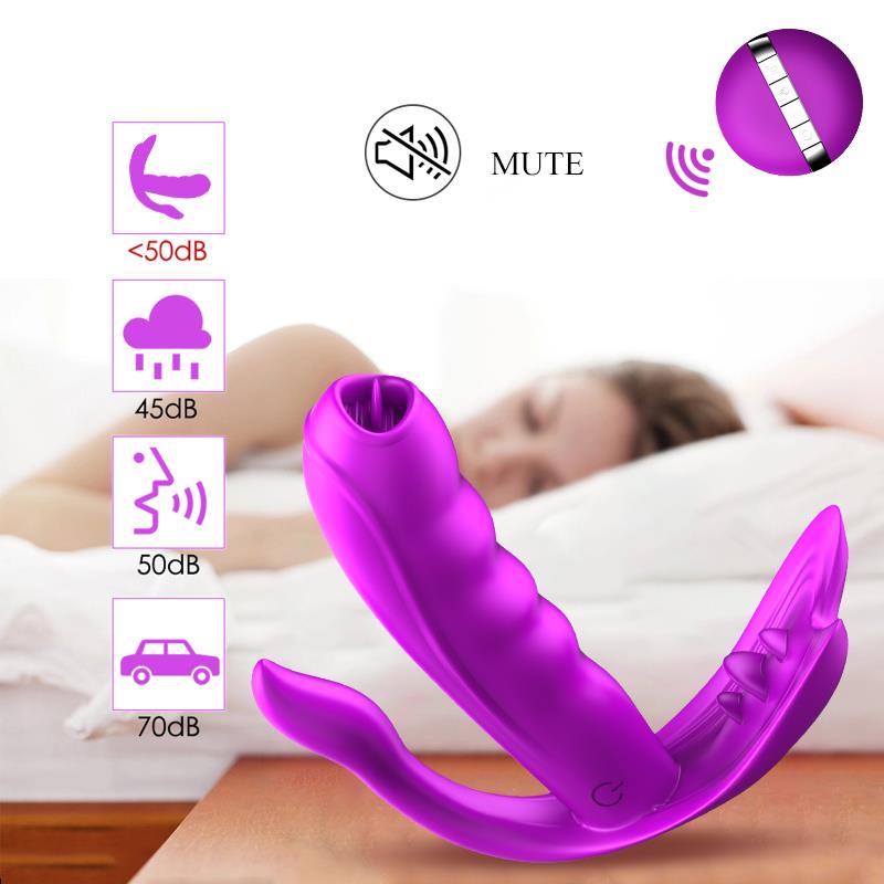 Foxshow - 63-00027 - Remote control  Panty vibrator - Heat function - Clit stimulation function - 10 Function - Rechargeable - 10,9 cm x 2,8 cm - Luxury Giftbox - Purple