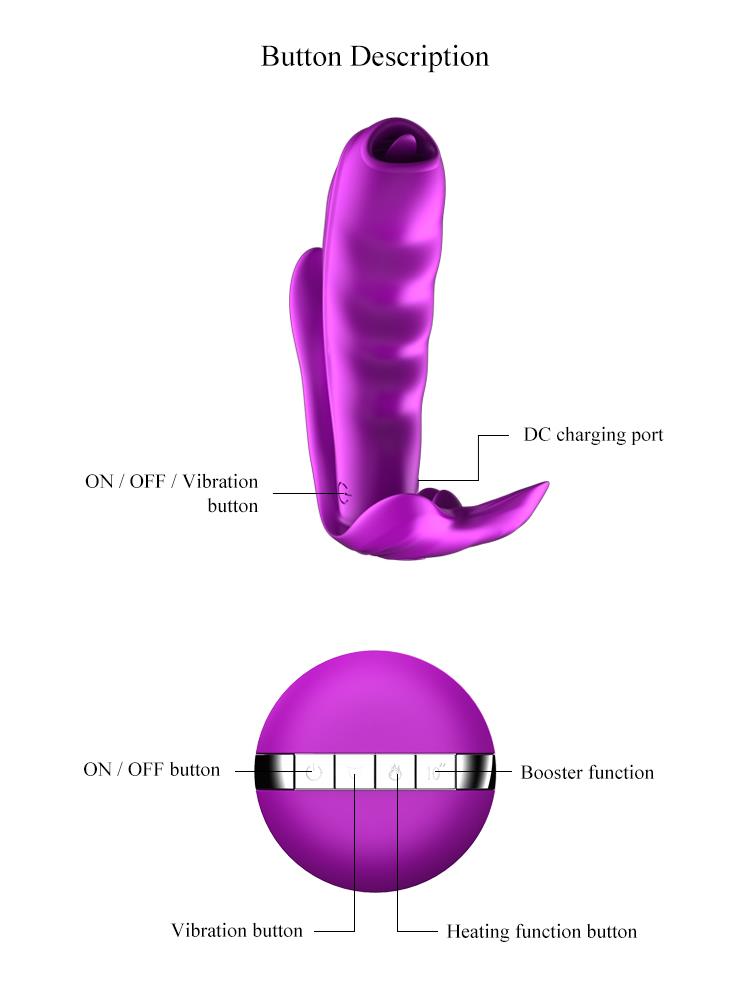 Foxshow - 63-00027 - Remote control  Panty vibrator - Heat function - Clit stimulation function - 10 Function - Rechargeable - 10,9 cm x 2,8 cm - Luxury Giftbox - Purple