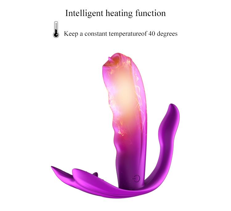 Foxshow - 63-00027 - Remote control  Panty vibrator - Heat function - Clit stimulation function - 10 Function - Rechargeable - 10,9 cm x 2,8 cm - Luxury Giftbox - Purple