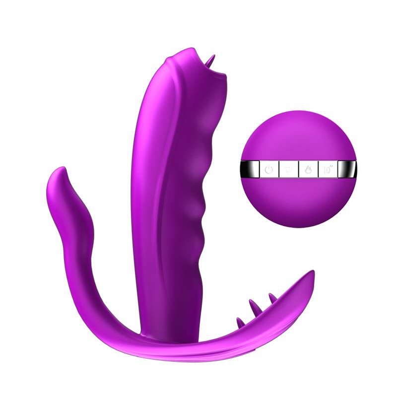 Foxshow - 63-00027 - Remote control  Panty vibrator - Heat function - Clit stimulation function - 10 Function - Rechargeable - 10,9 cm x 2,8 cm - Luxury Giftbox - Purple