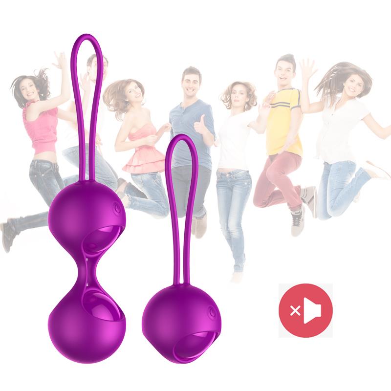 Foxshow - 63-00003 - Remote control  Kegel balls 2 Pack -  2 balls and 1 ball version in same Pack - 10 Function - Rechargeable - Luxury Giftbox - Purple