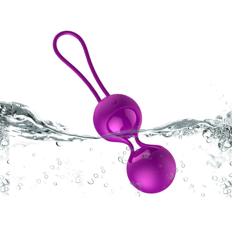 Foxshow - 63-00003 - Remote control  Kegel balls 2 Pack -  2 balls and 1 ball version in same Pack - 10 Function - Rechargeable - Luxury Giftbox - Purple