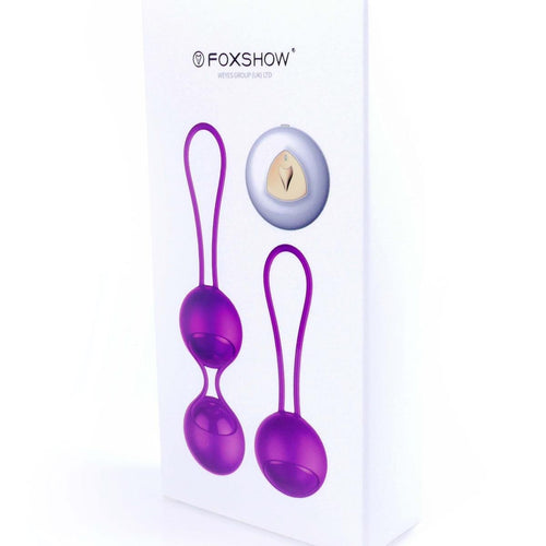 Foxshow - 63-00003 - Remote control Kegel balls 2 Pack - 2 balls and 1 ball version in same Pack - 10 Function - Rechargeable - Luxury Giftbox - Purple