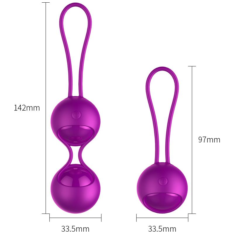 Foxshow - 63-00003 - Remote control  Kegel balls 2 Pack -  2 balls and 1 ball version in same Pack - 10 Function - Rechargeable - Luxury Giftbox - Purple