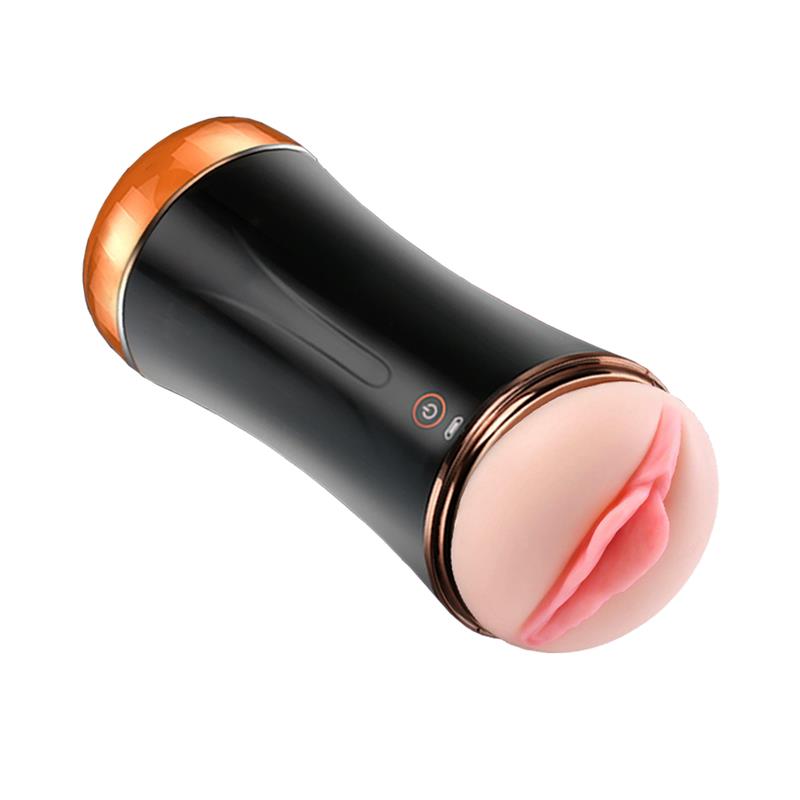 Foxshow - 63-00030 - Masturbator-Vibrating Masturbation Cup - 19,5 cm - USB - 10 function + Interactive Function / Double Ends - Luxury Giftbox - Black